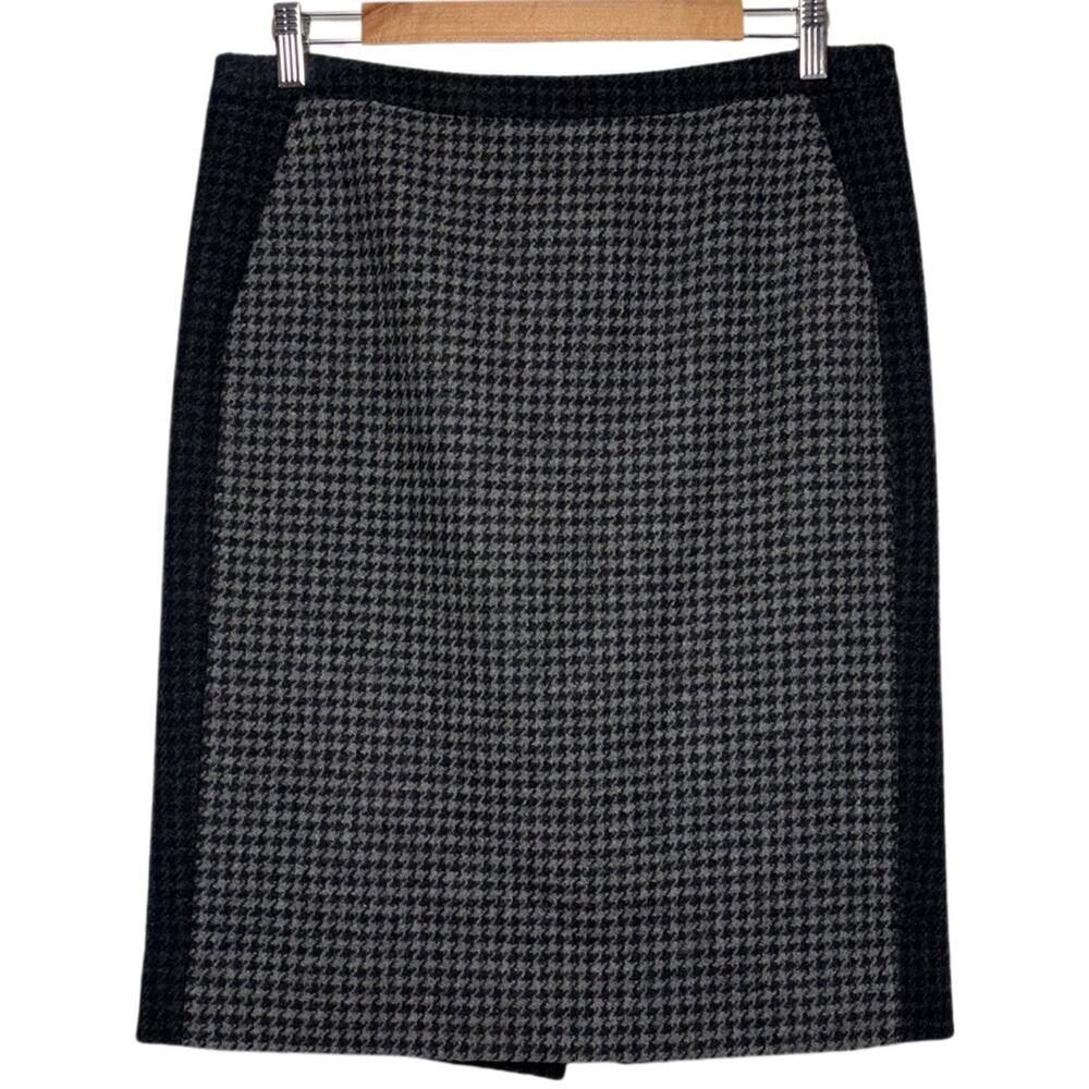 J. Crew Colorblock pencil skirt in houndstooth wool blend women's 8 Black & Gray
